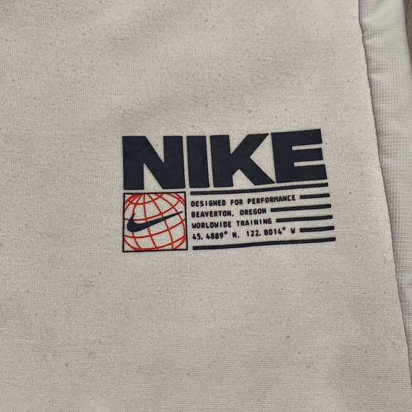 Nike sweatpants, white with blue and red logo and waistband, standard size small - Picture 3 of 3
